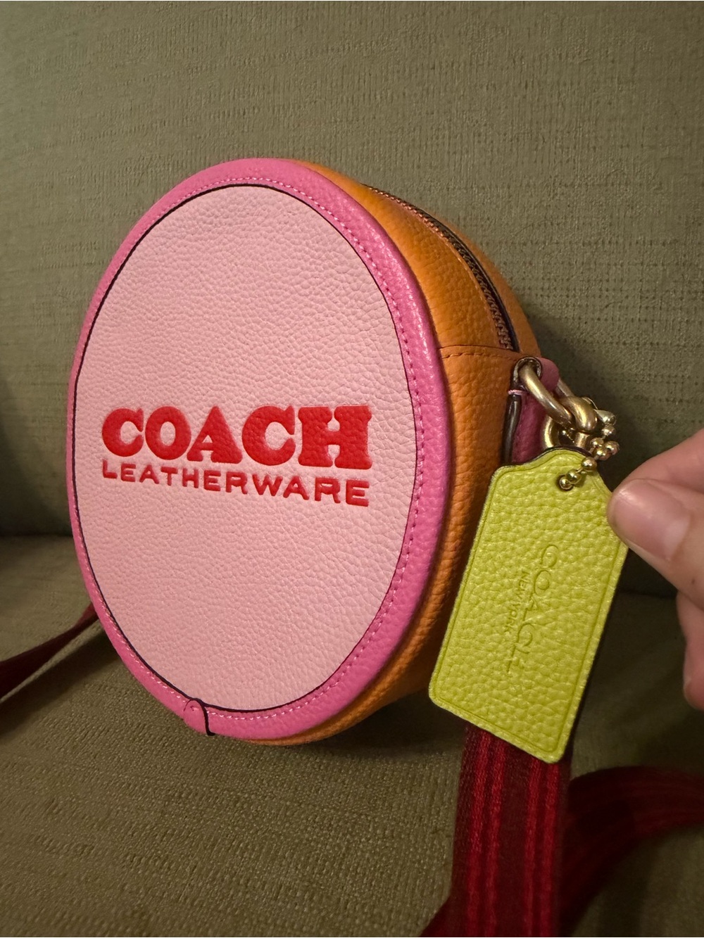 Coach Kia Circle Bag in Colorblock in Orange/Pink